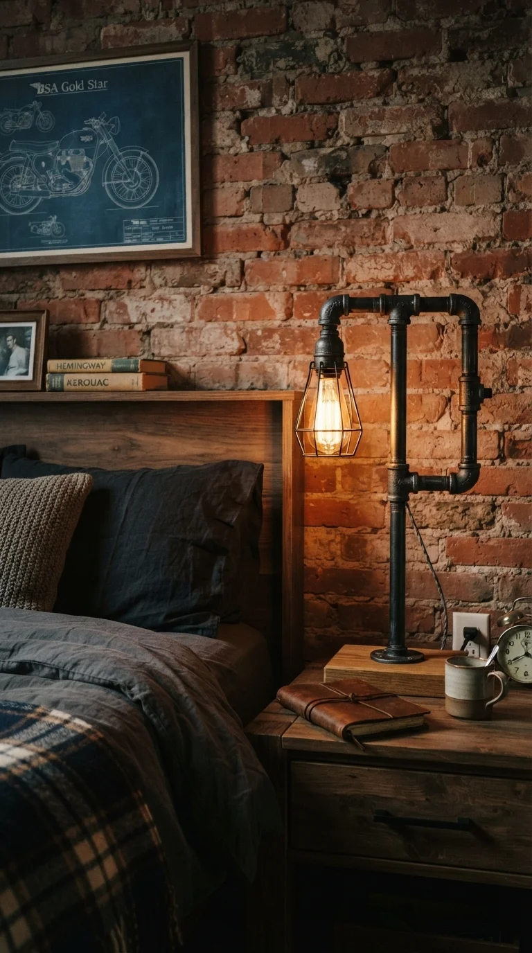 7. Industrial Pipe Lamps with Edison Bulbs