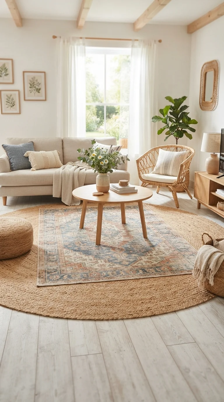7. Layer Natural Fiber Rugs for Texture