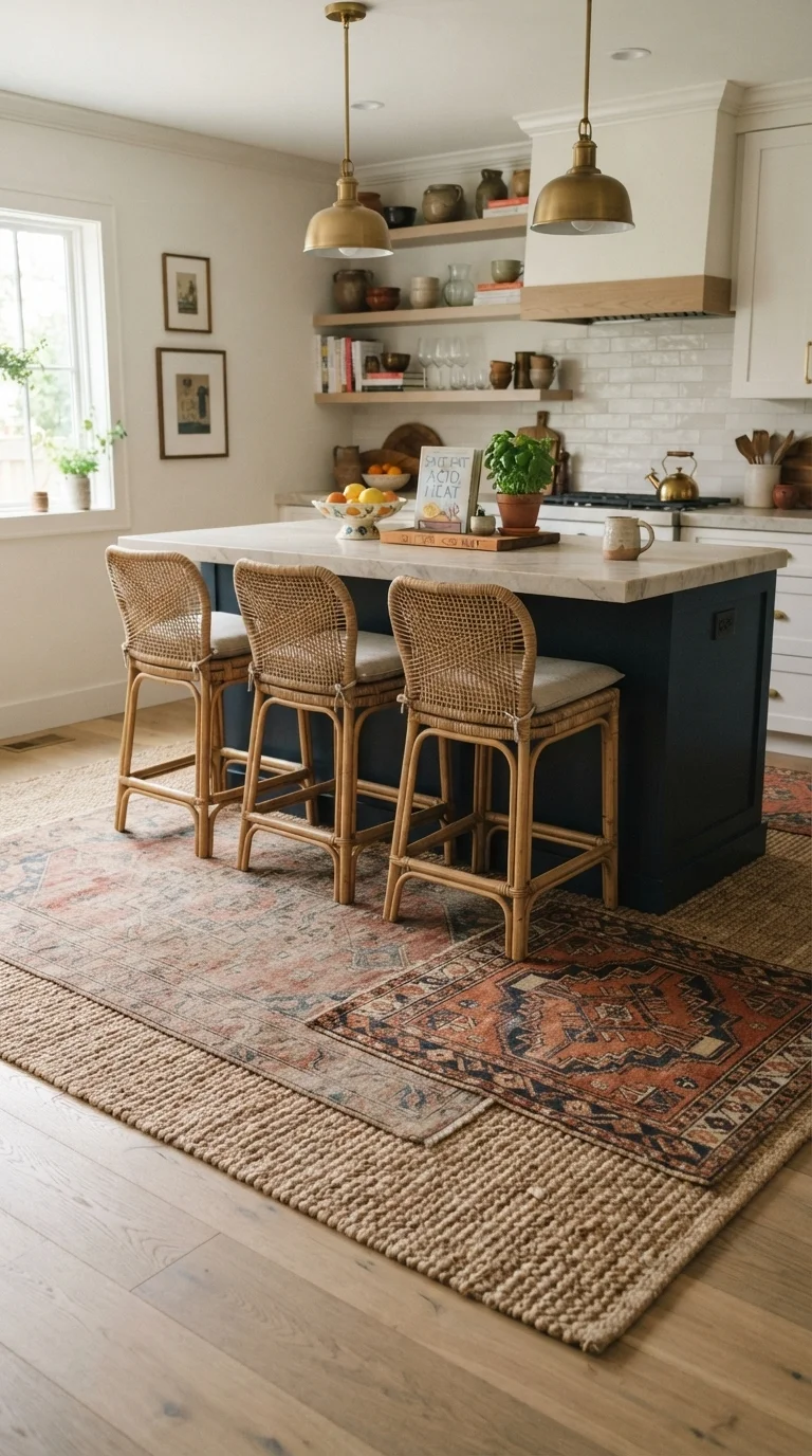 7. Layered Rugs for a Custom Design Look