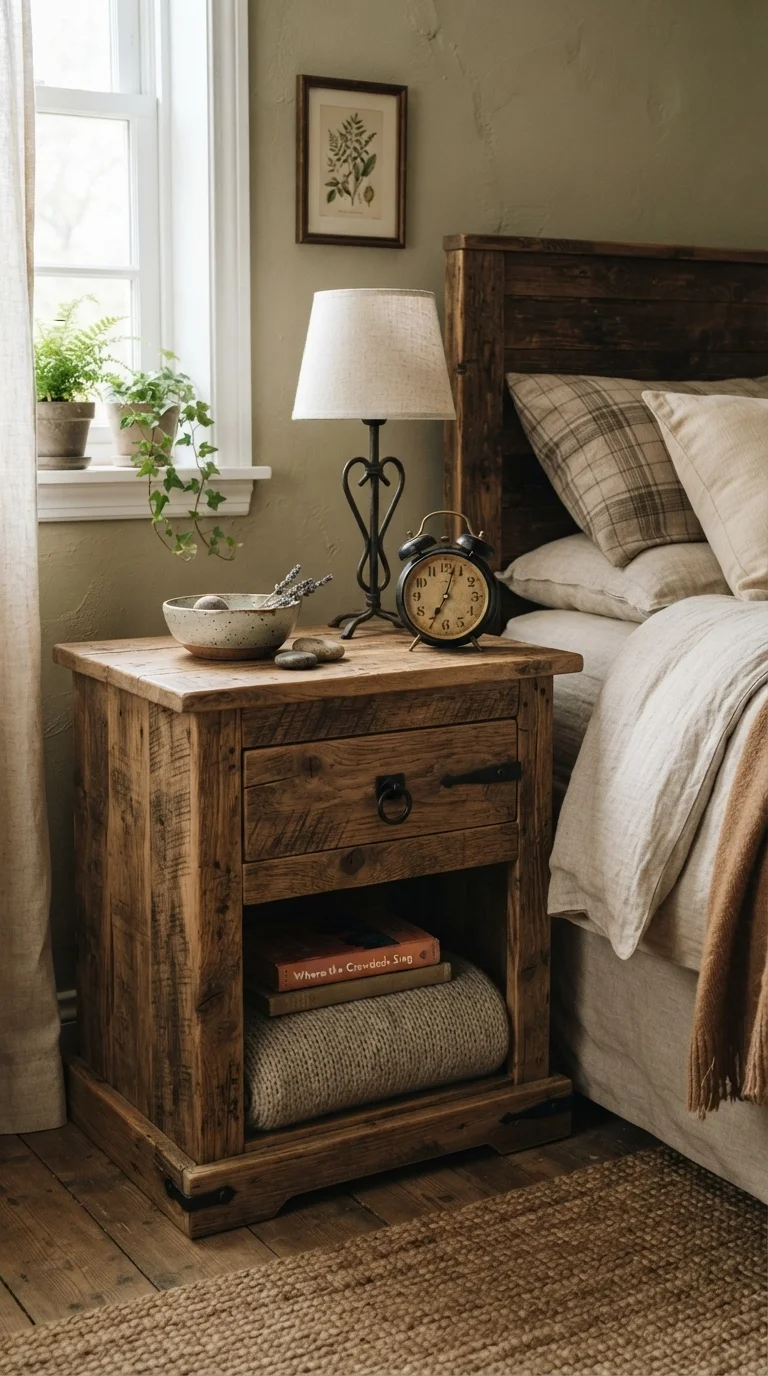 7. Reclaimed Wood Nightstands with Character