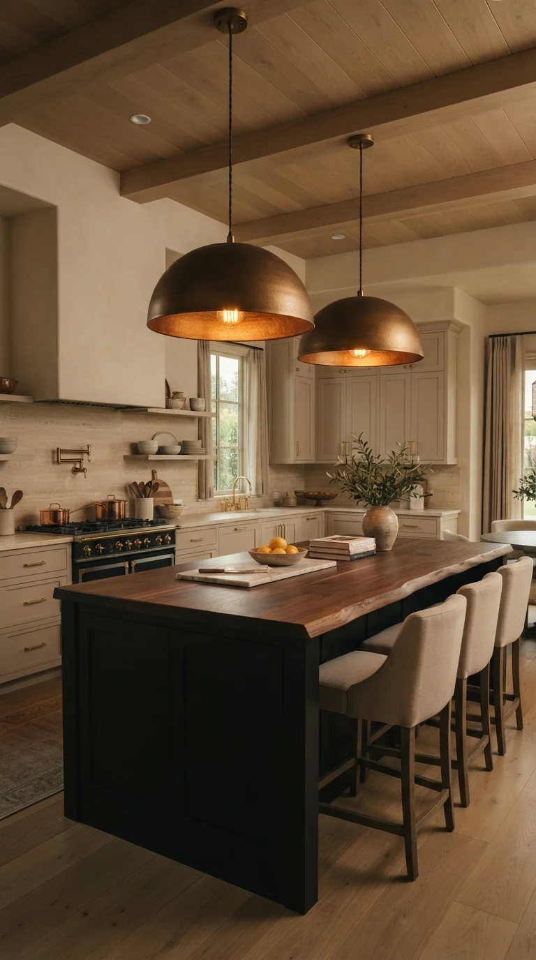 10 Black Kitchen Ideas 2026 Modern Beige and Decor 8. Black Frame Windows with Beige Roman Shades