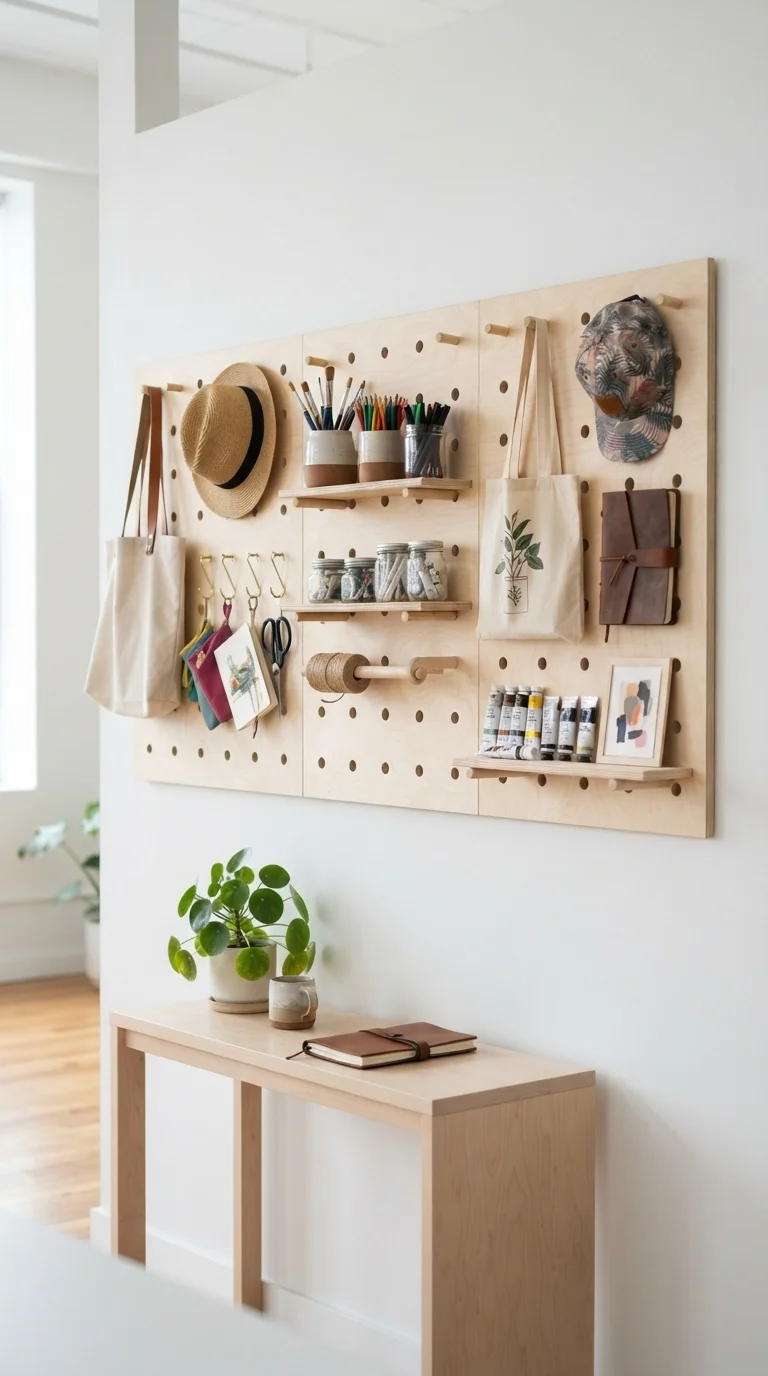 7. Vertical Pegboard Wall Organization