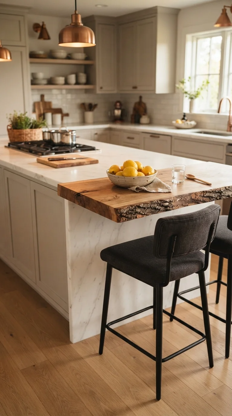 8. Chunky Wood Countertop for a Breakfast Bar