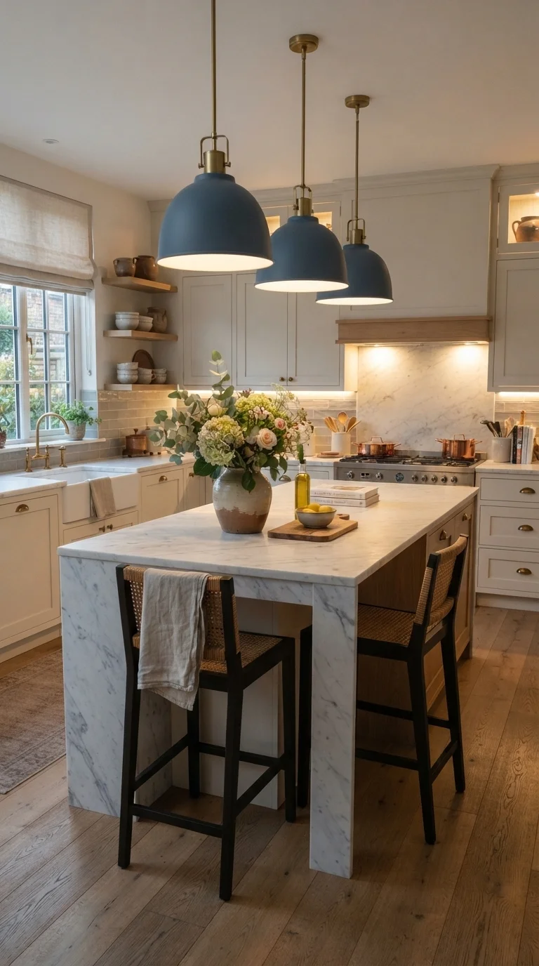 8. Modern Blue Kitchen Lighting