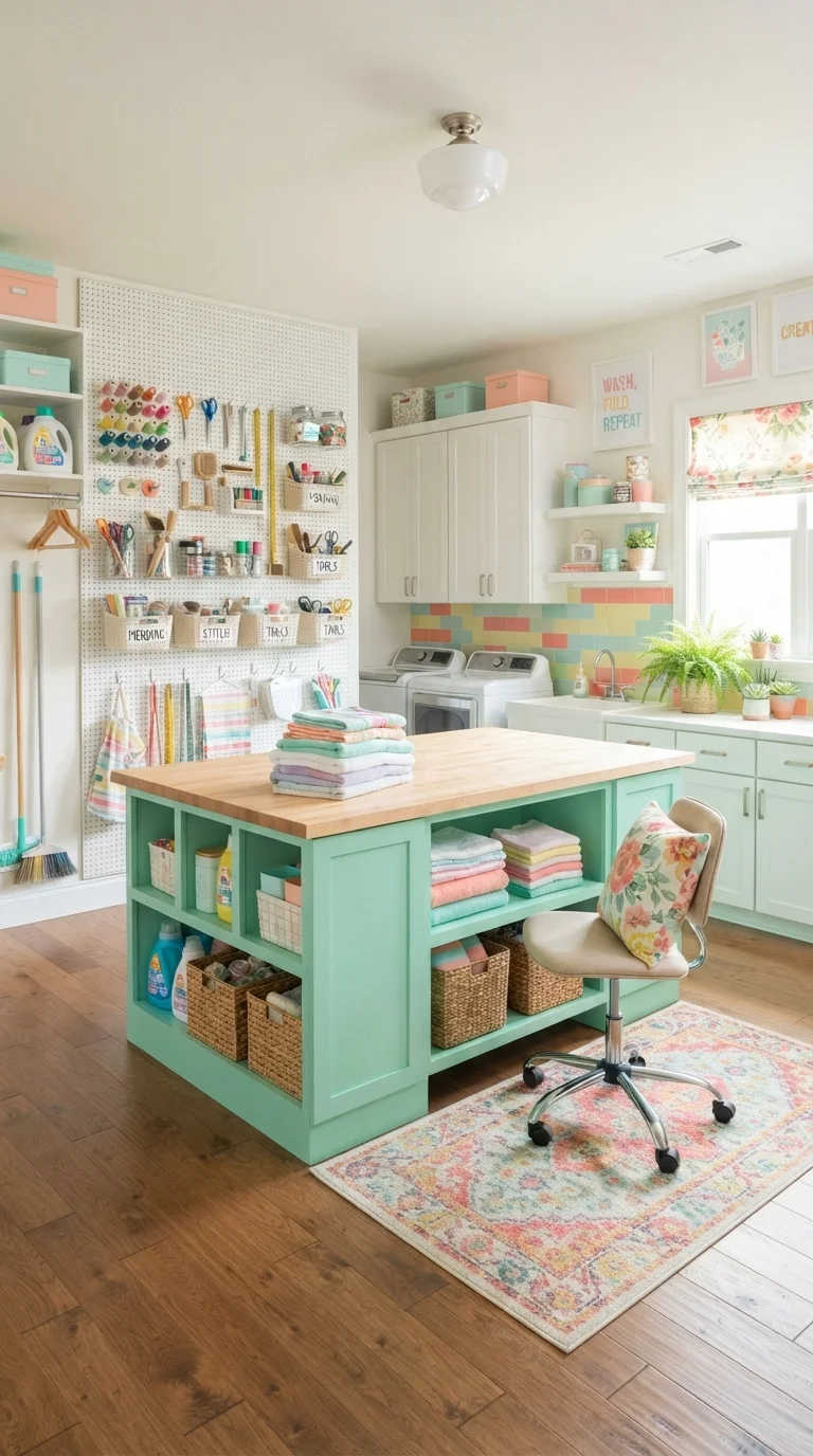8 Laundry Room Remodel Ideas 2026 8. Multifunctional Craft and Laundry Zone