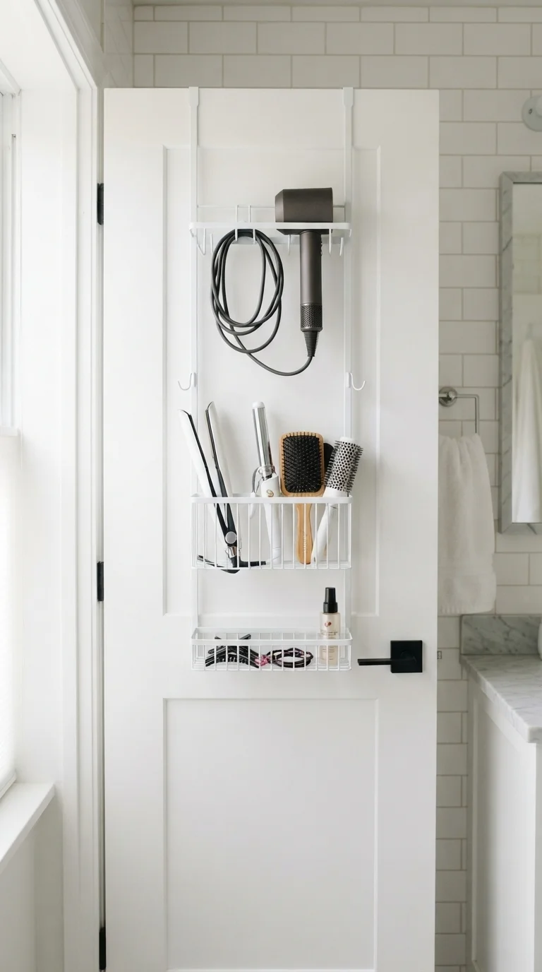 9 Bathroom Organizer Ideas 2026 Storage 8. Over-the-Door Slim Racks