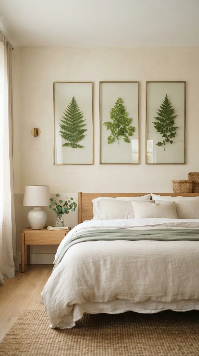 10 Bedroom Wall Decor Ideas 2026 Cottage Core 8. Pressed Ferns in Floating Frames