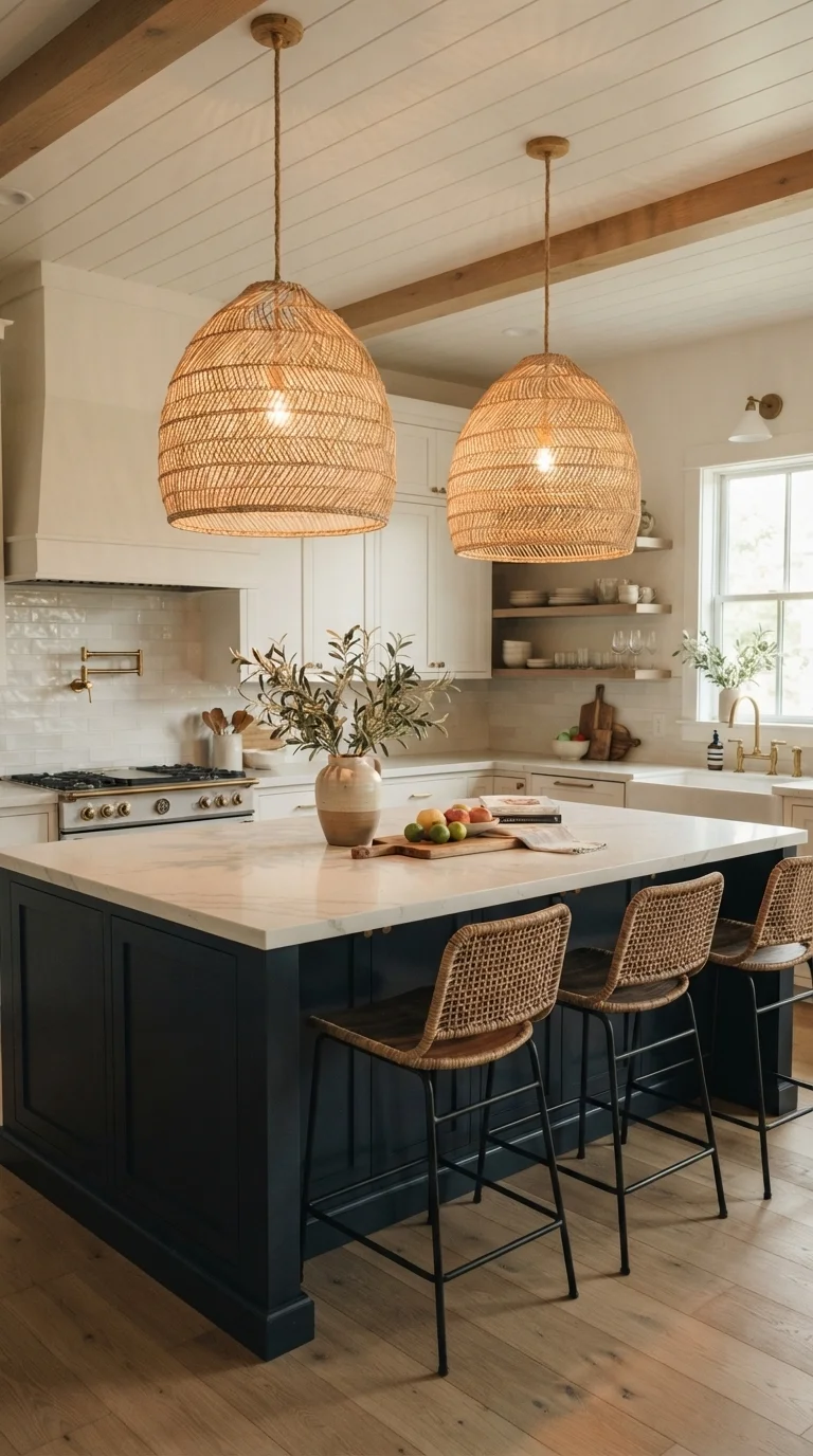 8. Statement Pendant Lighting Over the Island