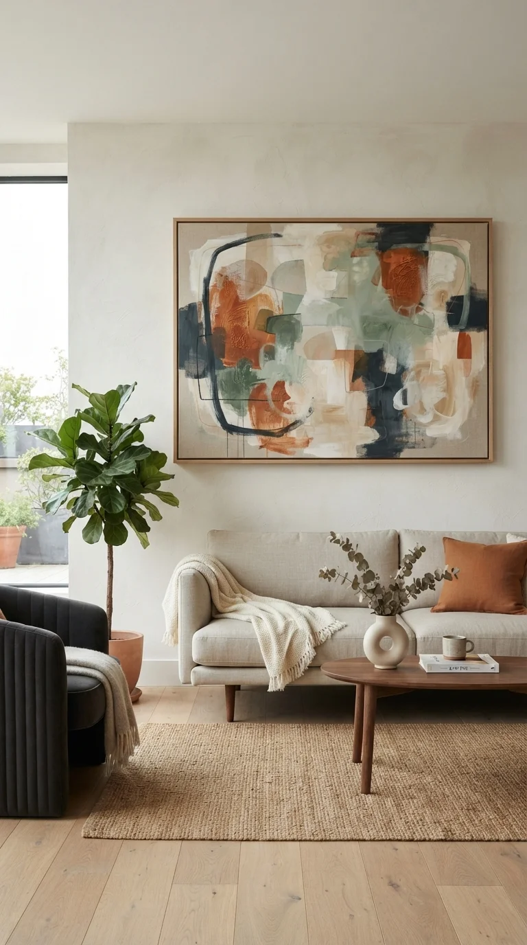 8. Statement Wall Art with Autumnal Palettes
