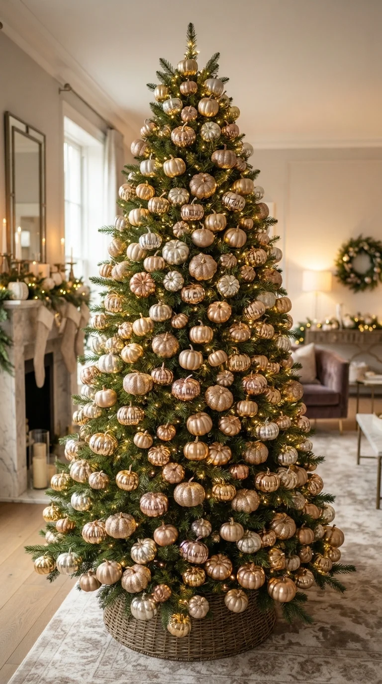 8. The Glamorous Metallic Pumpkin Tree