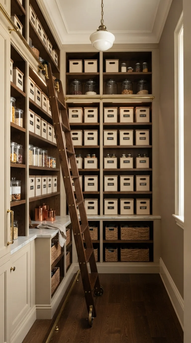 8. The Library-Style Ladder Pantry