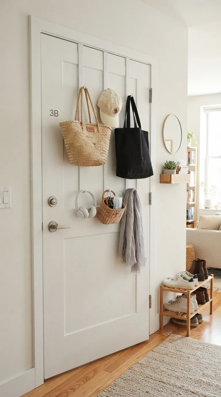 9 Apartment Makeover Ideas 2026 Studio 8. Utilizing Hidden Doorway Storage