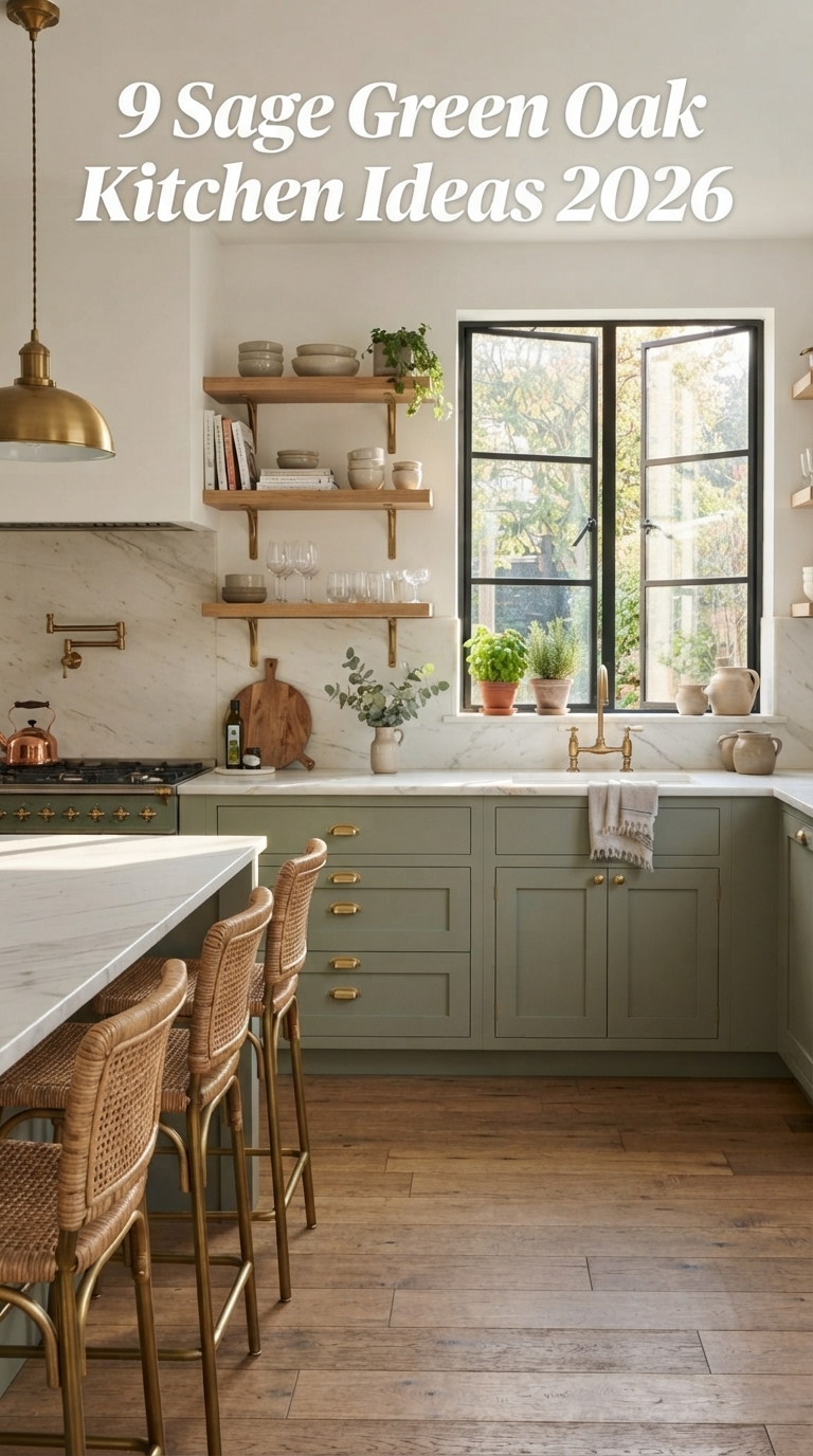9 Sage Green Oak Kitchen Ideas 2026