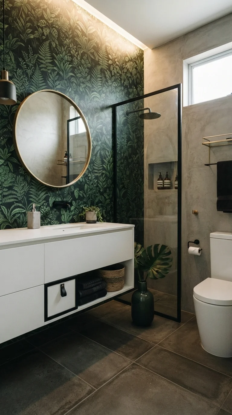 9. Bold Feature Walls with Wallpaper or Tile