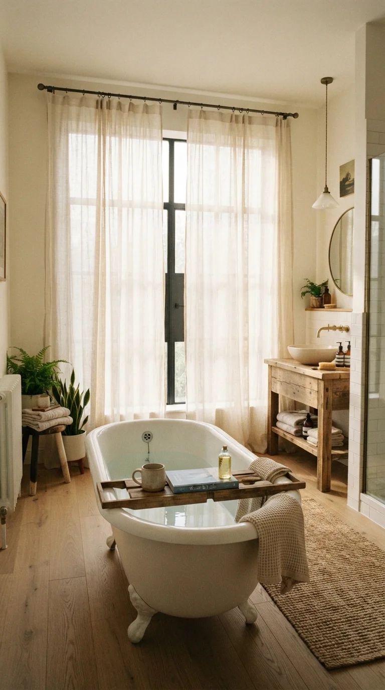 9. Floor-to-Ceiling Sheer Linen Curtains