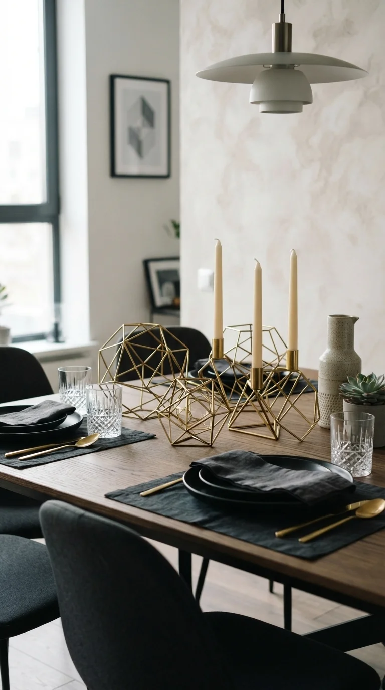 9. Geometric Brass Accents