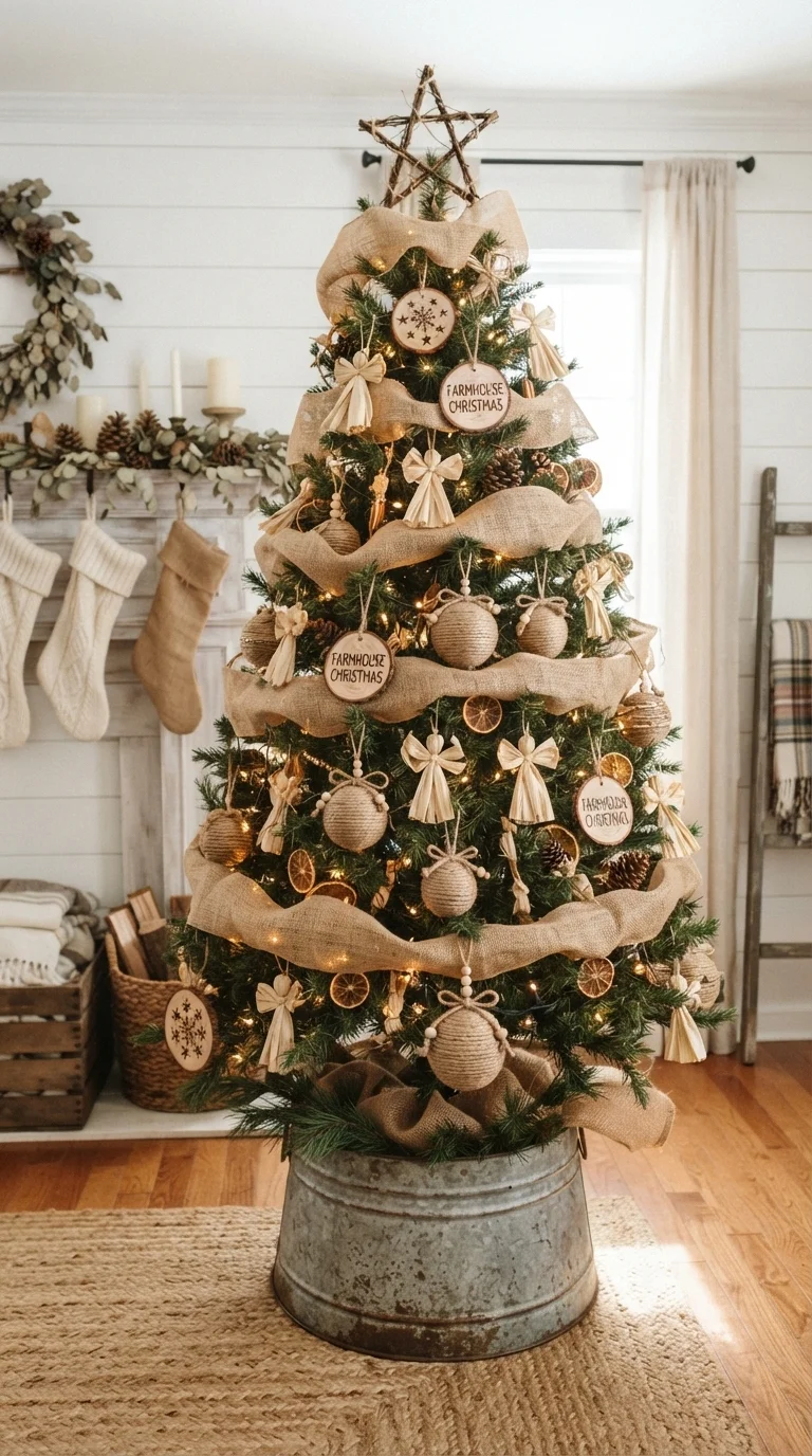 9. The Rustic Farmhouse Burlap Tree