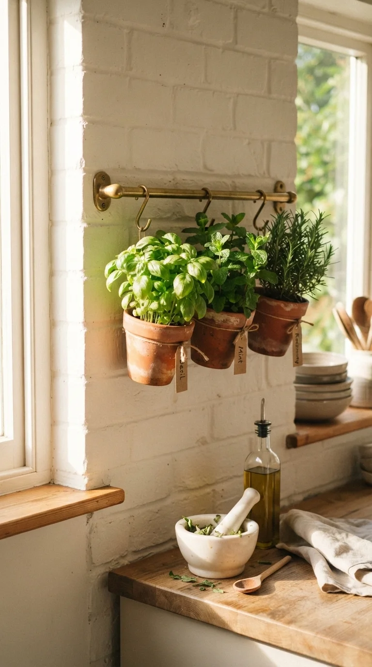 9. Vertical Herb Gardens on Rails
