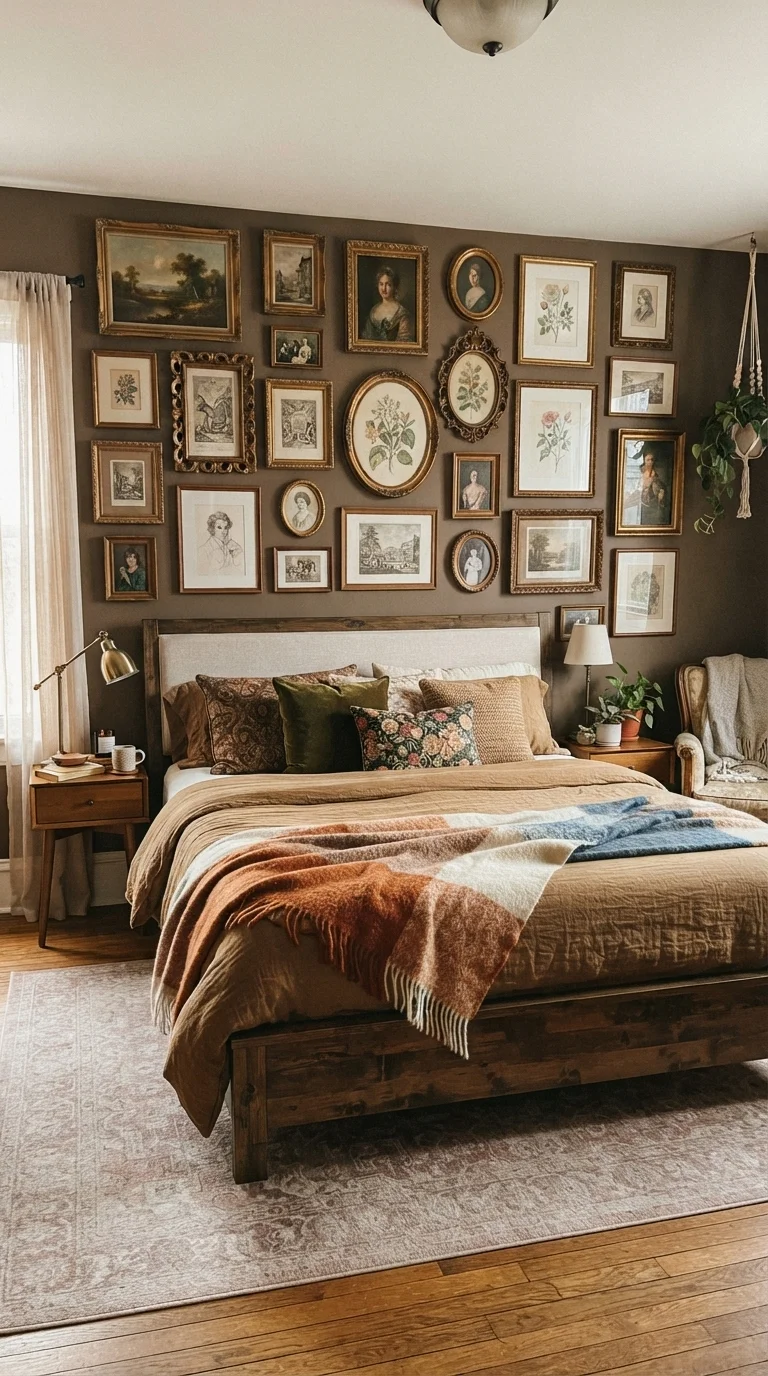 10 King Size Bed Ideas 2026 Art Above 9. Vintage Frames for Collected Charm