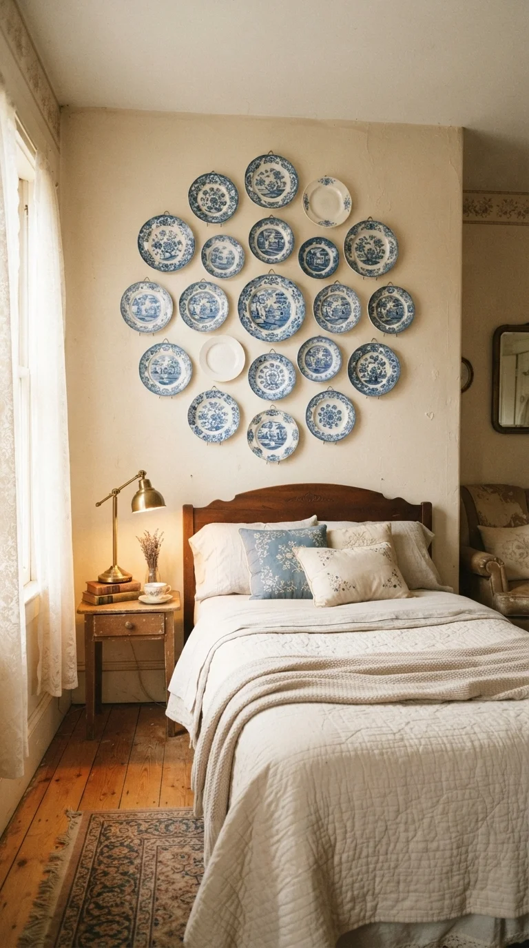 10 Bedroom Wall Decor Ideas 2026 Cottage Core 9. Vintage Plate Gallery Displays