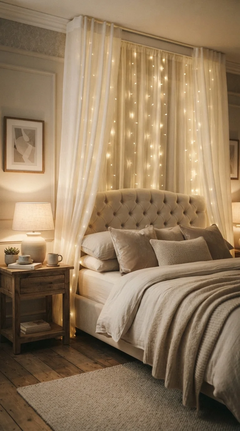 1. Cascading Headboard Canopy Glow