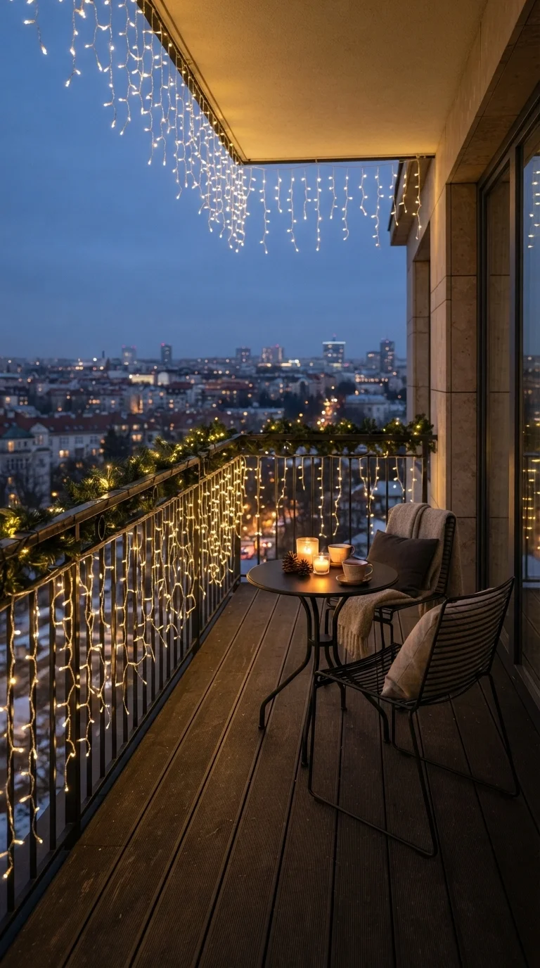 8 Christmas Lights Ideas 2026 House Balcony 1. Cascading Icicle Light Curtains