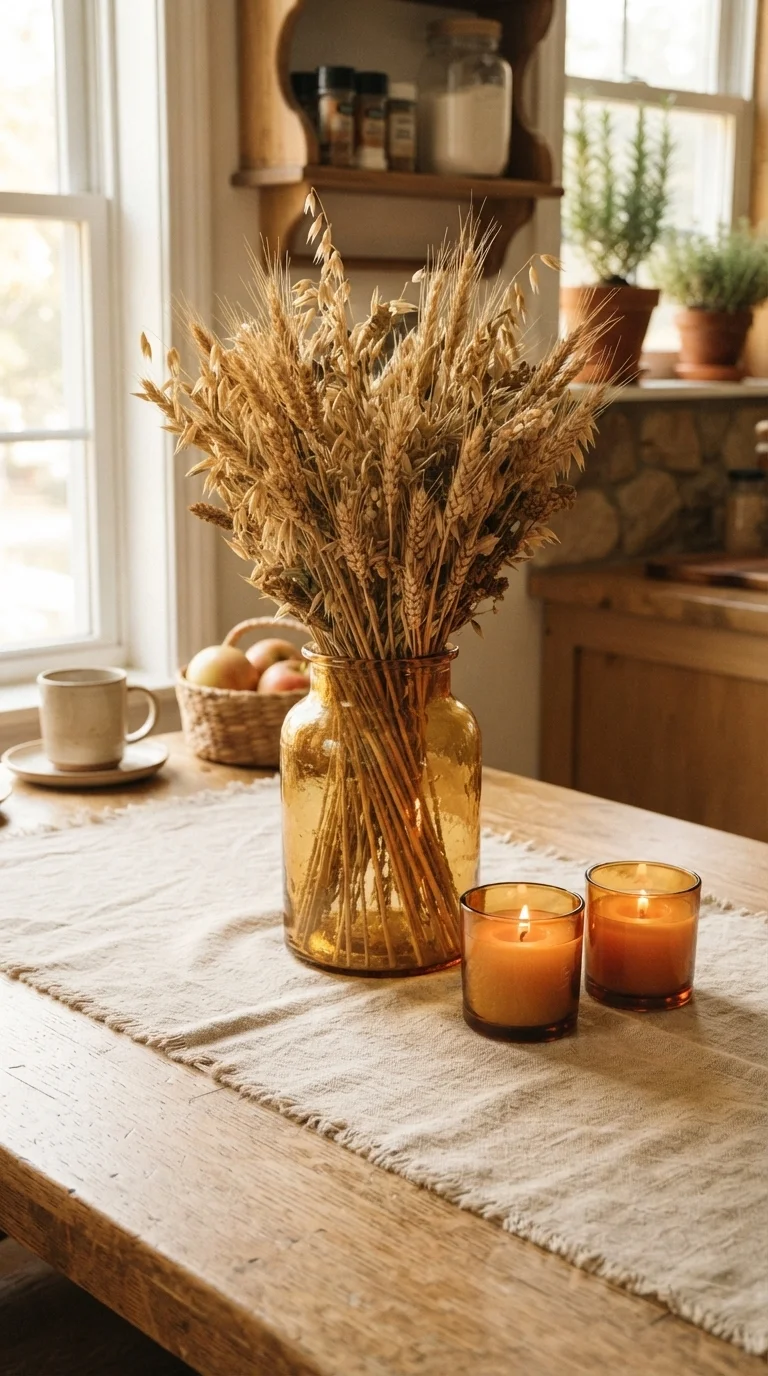 1. Dried Wheat and Amber Glass