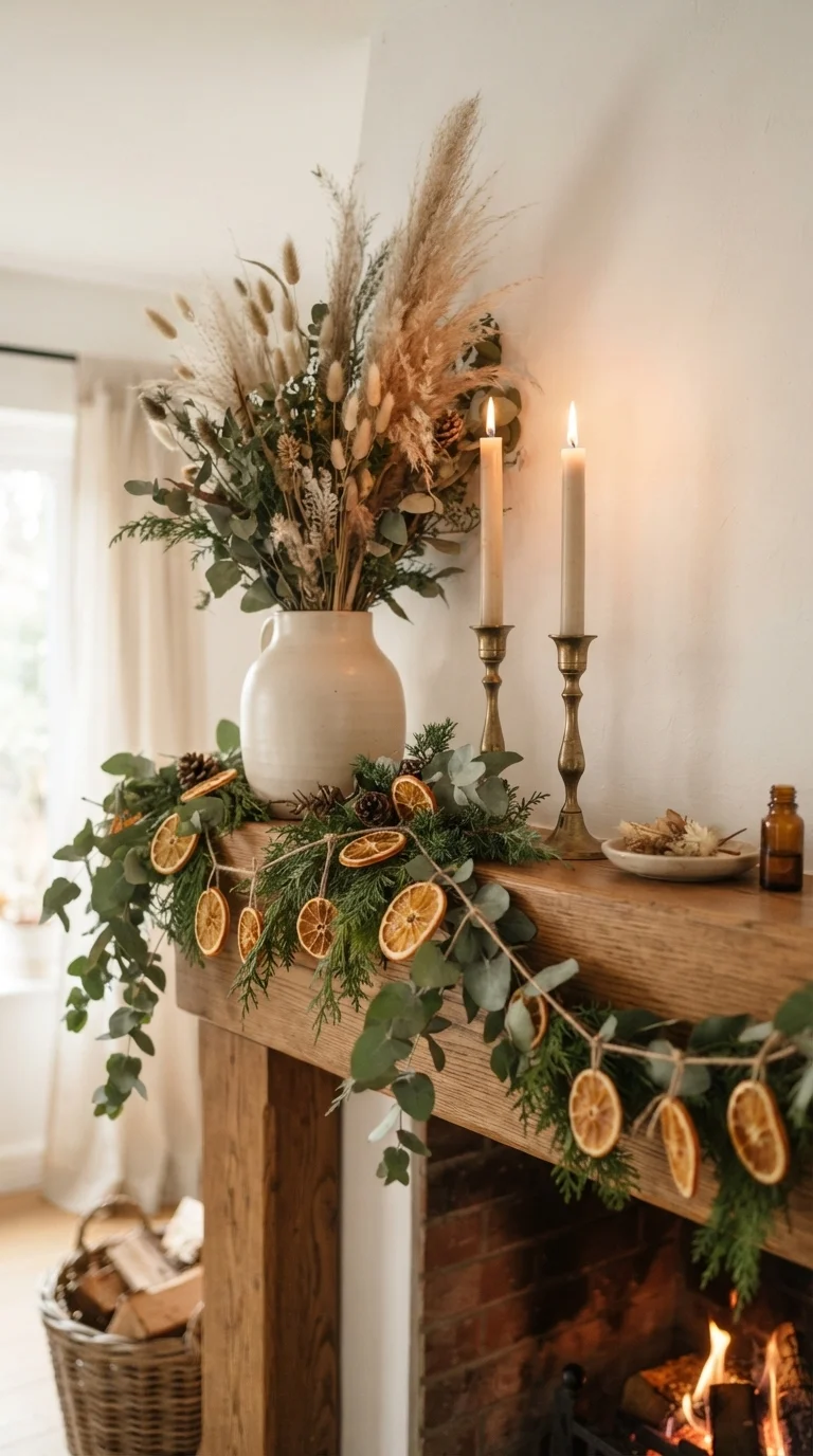 1. Layered Natural Greenery and Dried Botanicals