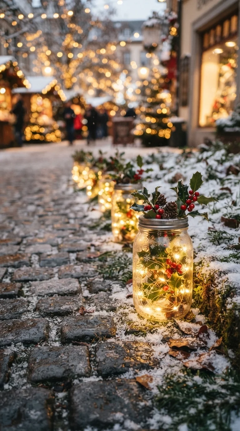 1. Mason Jar Luminary Rows