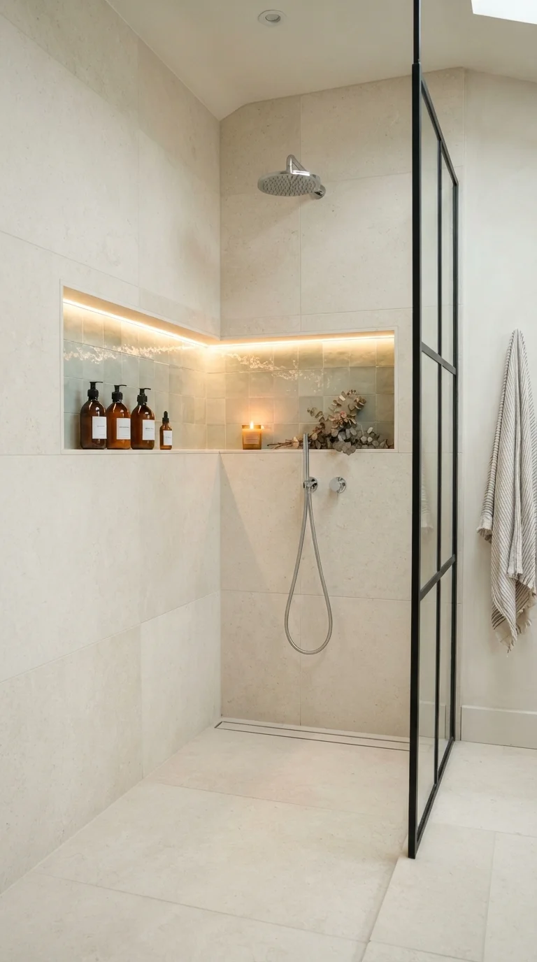 1. Recessed Niche Shelving for Minimalist Luxury