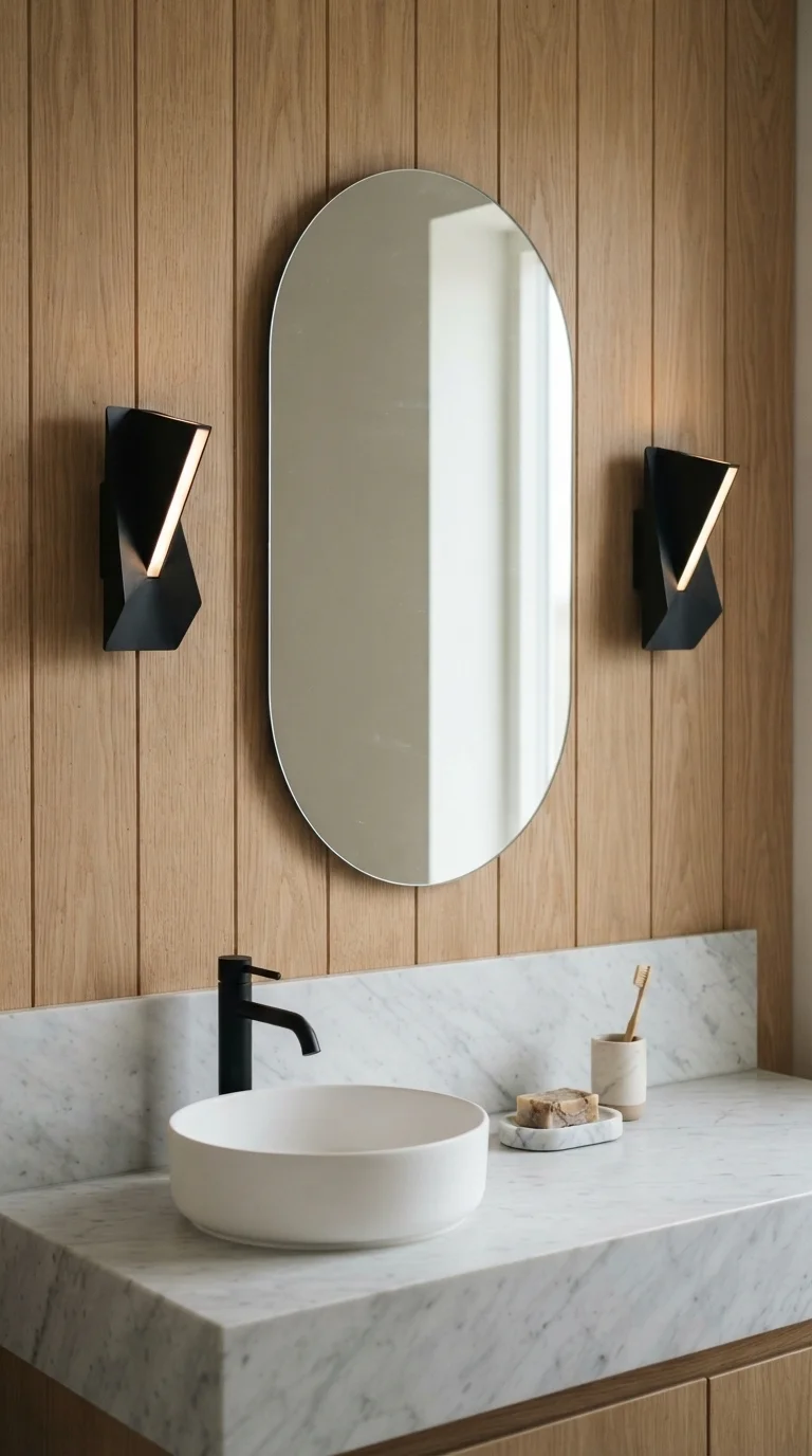 1. Sculptural Matte Black Sconces