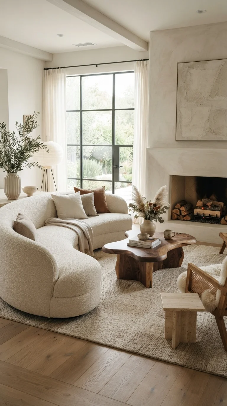 10 Classy Living Room Ideas 2026 Luxe Interior Design 1. Sculptural Minimalism with Organic Curves