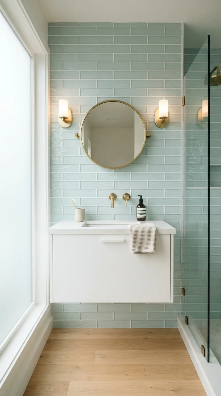 1. Soft Sea-Glass Subway Tiles