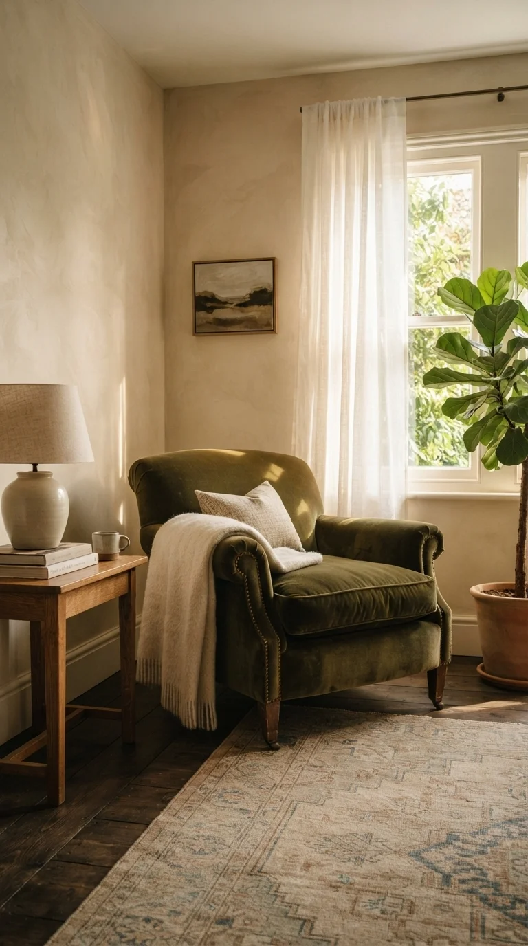11 Cozy Living Room Wall Decoration Ideas 2026 1. Softened Texture with Limewash Paint