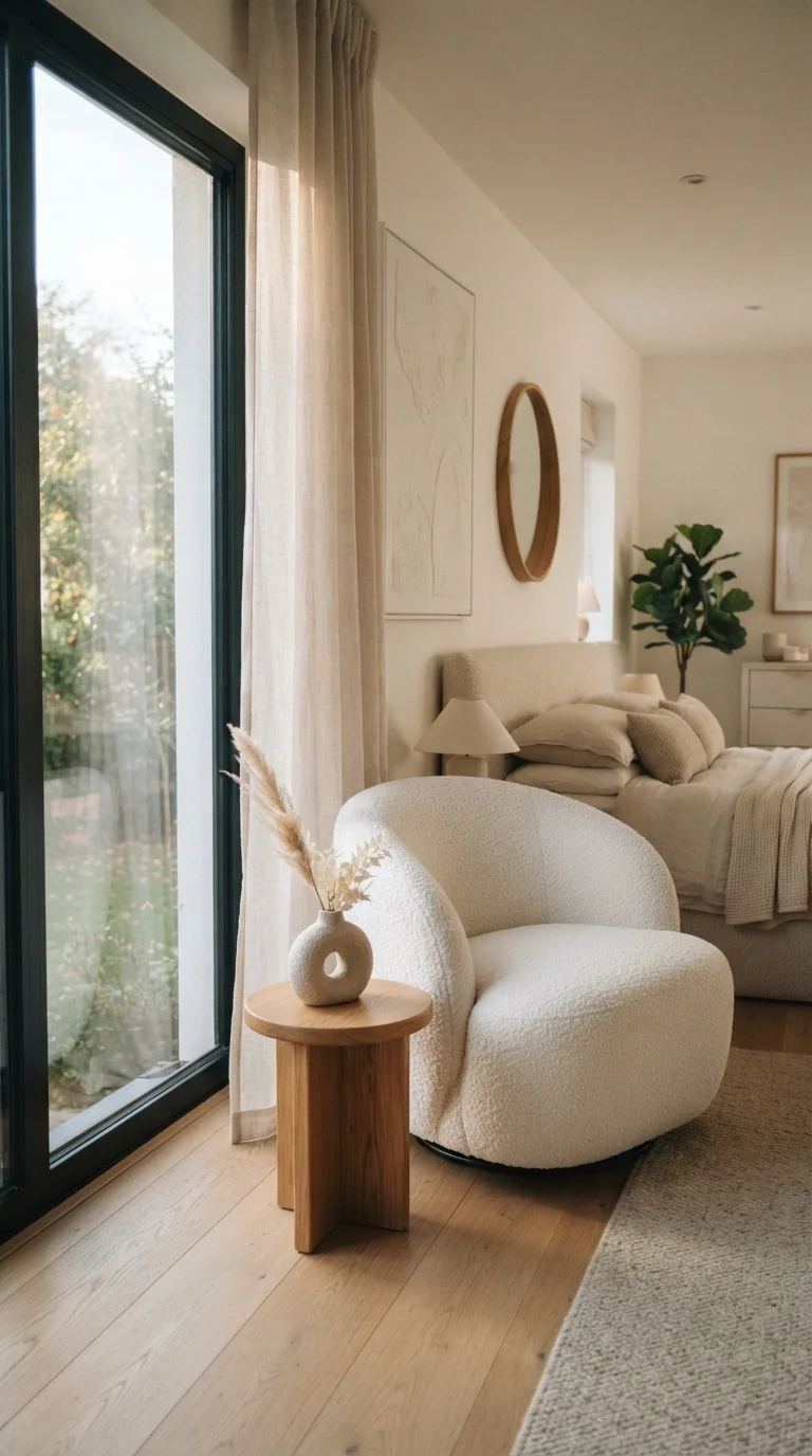 1. The Organic Bouclé Swivel Chair