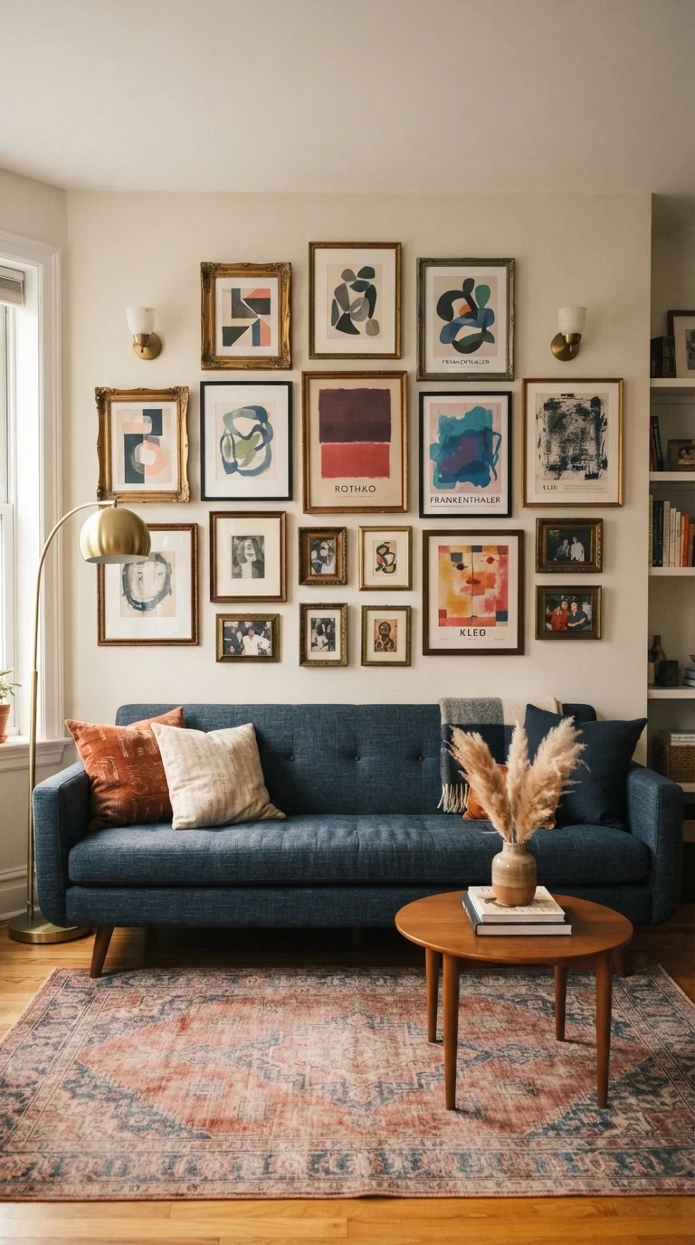 10 Apartment Living Room Ideas 2026: Cozy & Stylish 10. Curated Gallery Walls