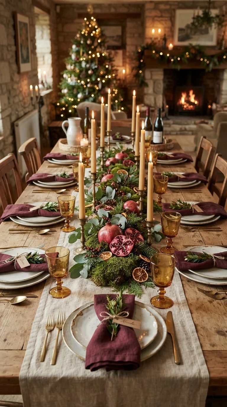 10. Dining Table Centerpieces with Fruit and Foliage