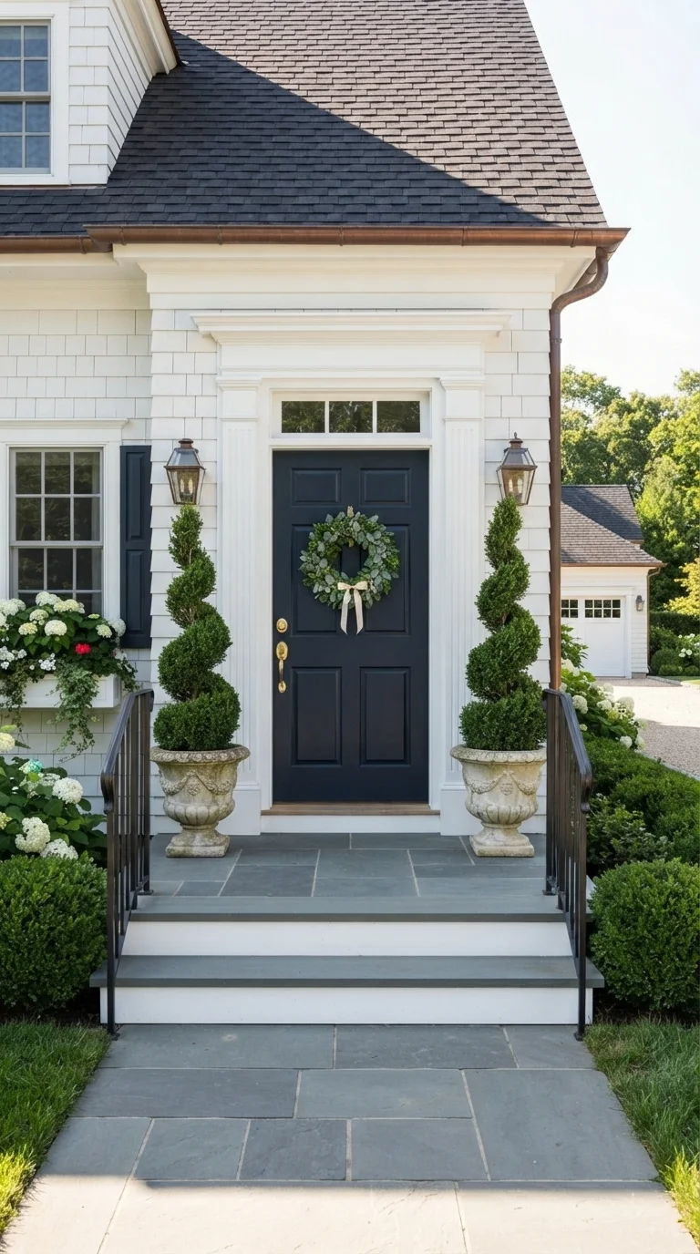 10. Symmetrical Evergreen Topiaries