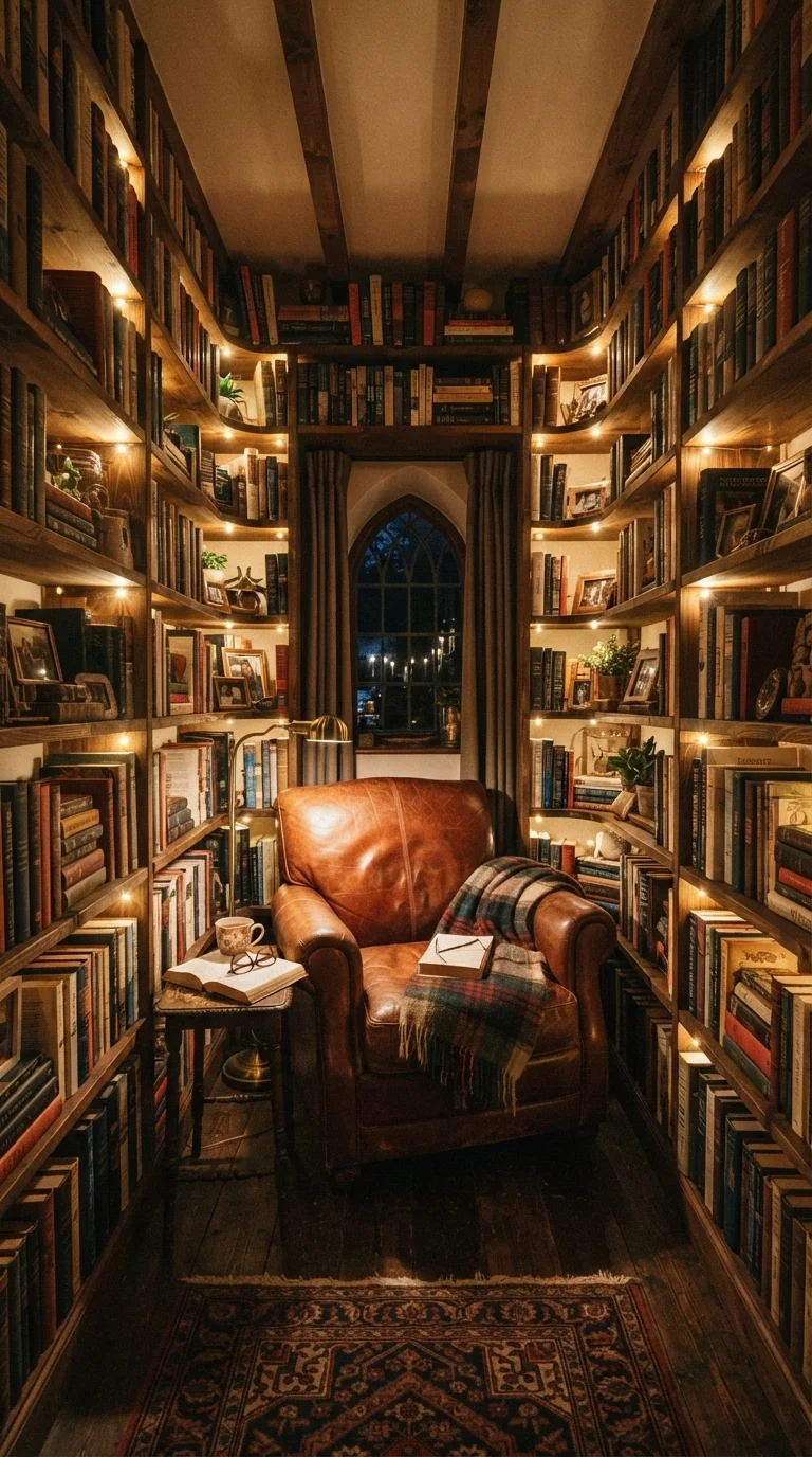 12. Bookshelf Nook Accent Lighting