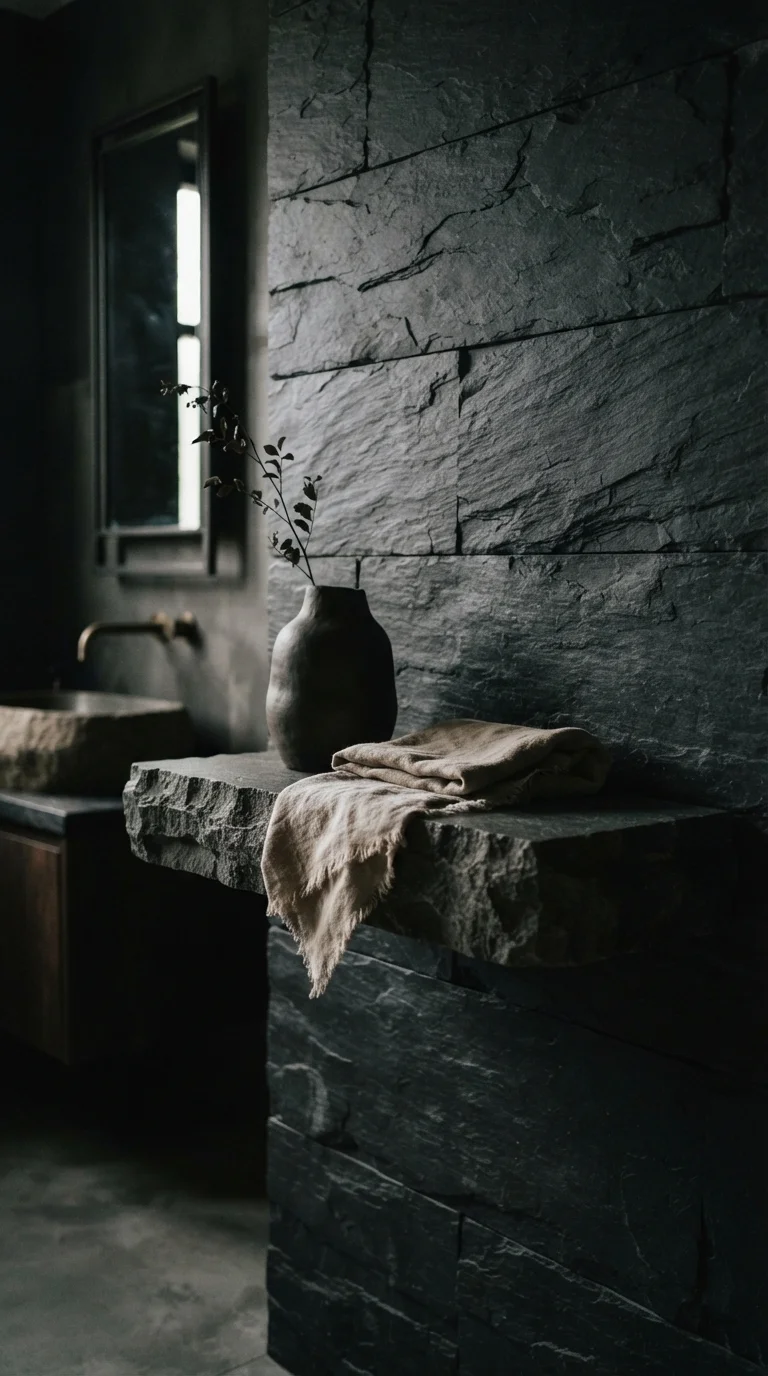 12. Cantilevered Stone Shelves for Architectural Drama
