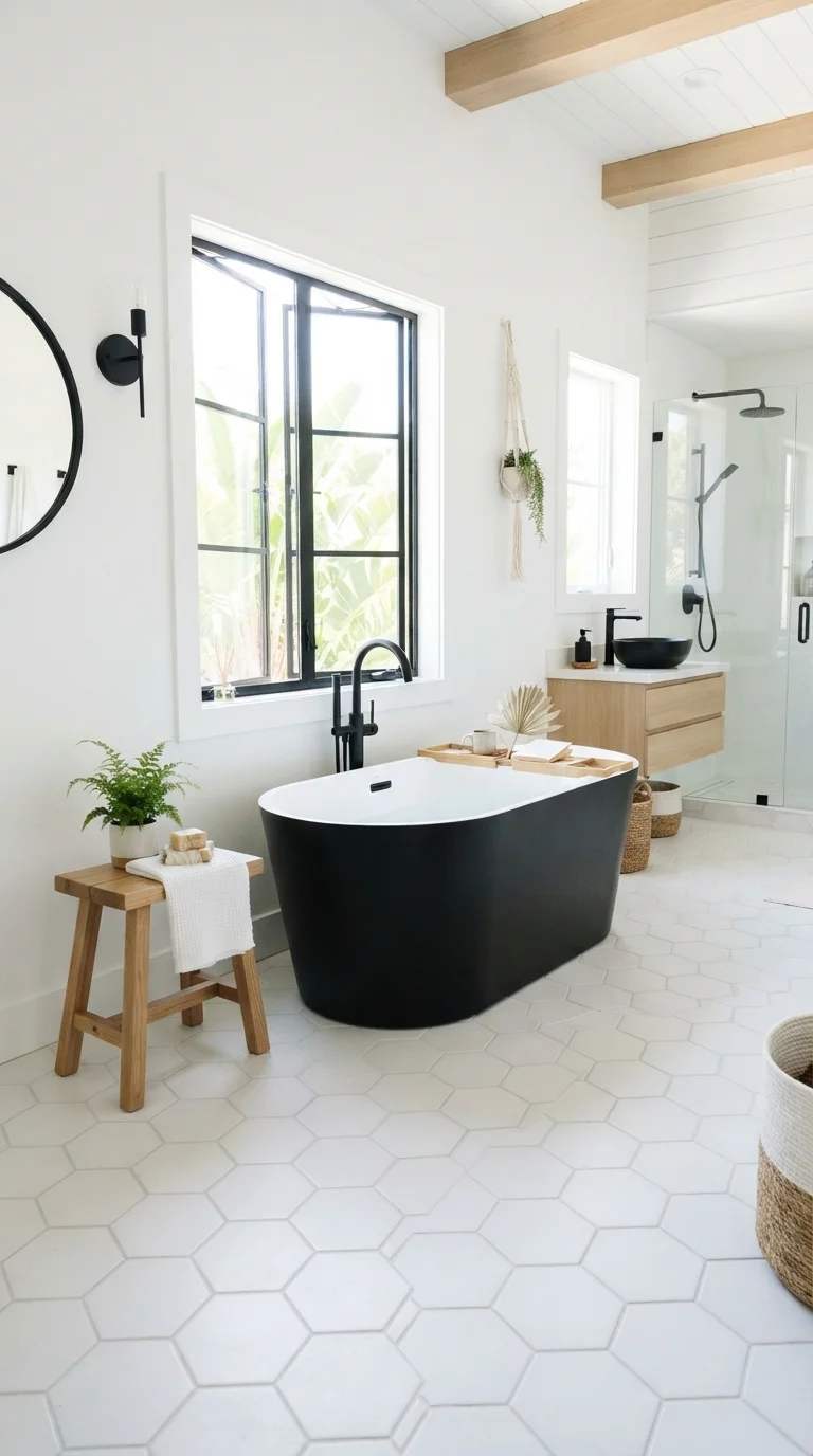12. Matte White Hexagon Tiles