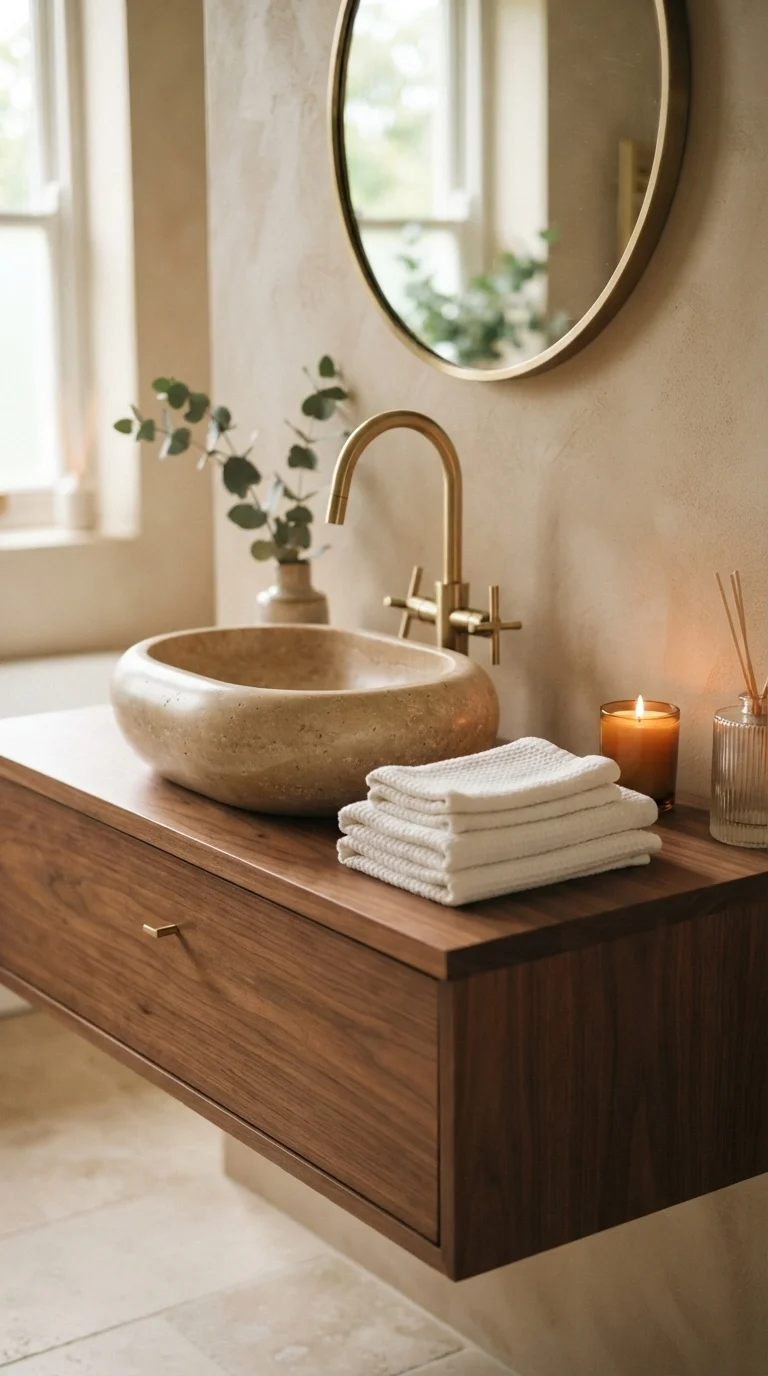 2. Brushed Gold Curves for Softened Modernism