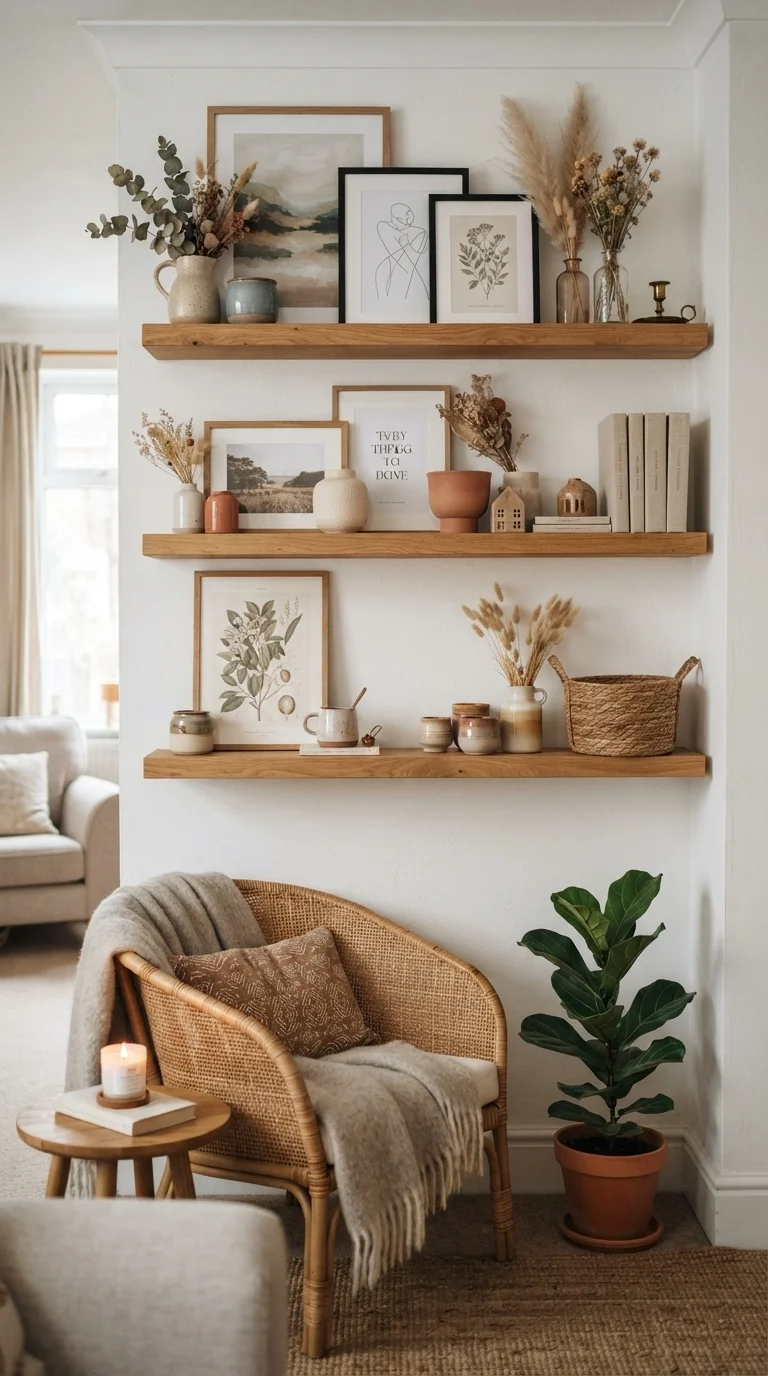 2. Curated Floating Gallery Shelves