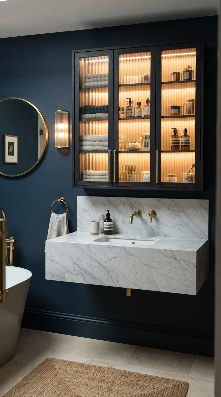 12 Kitchen Backsplash Ideas 2026 Modern White Cabinets 2. Fluted Glass Fronts for Depth