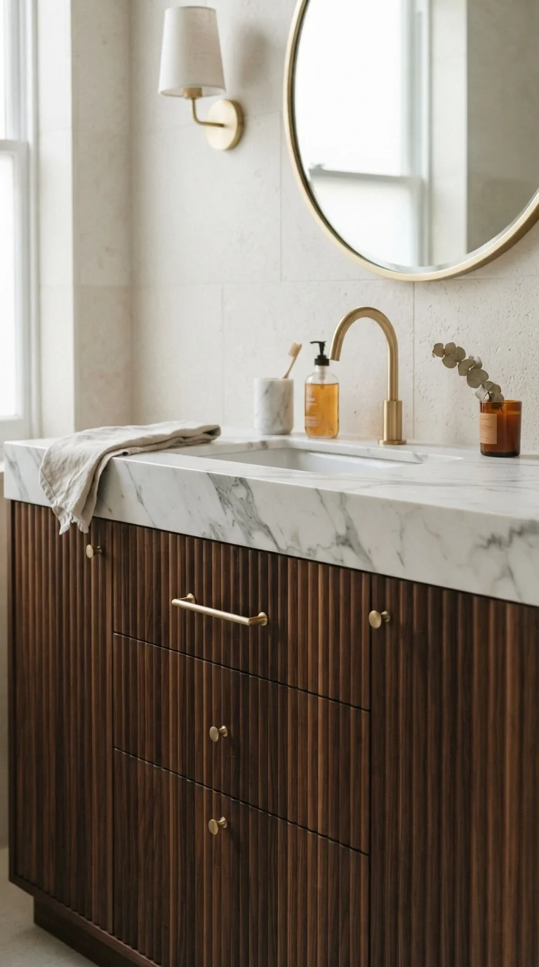 2. Fluted Wood Texture Cabinets