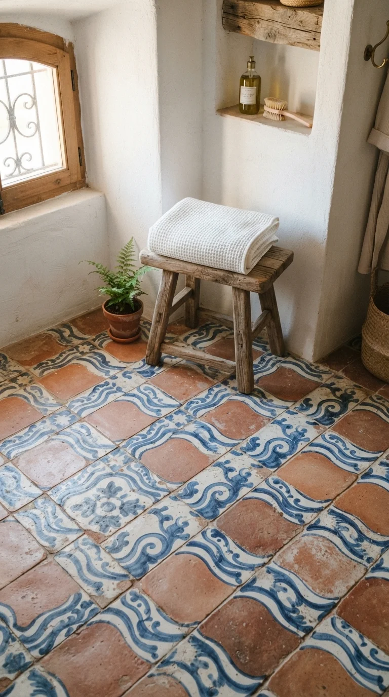 2. Hand-Painted Terracotta Patterns