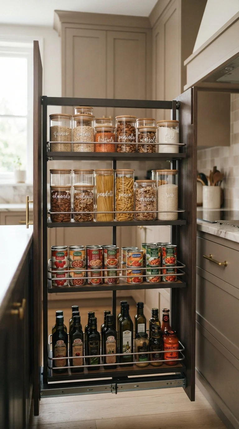 11 Pantry Remodel Ideas 2026 Small Kitchen 2. Hidden Pull-Out Pantry Towers