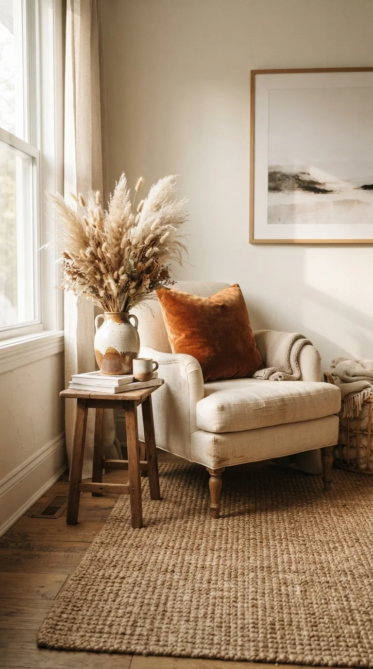 12 Living Room Decoration Ideas 2026 French Country Modern 2. Layered Natural Textures for Organic Comfort
