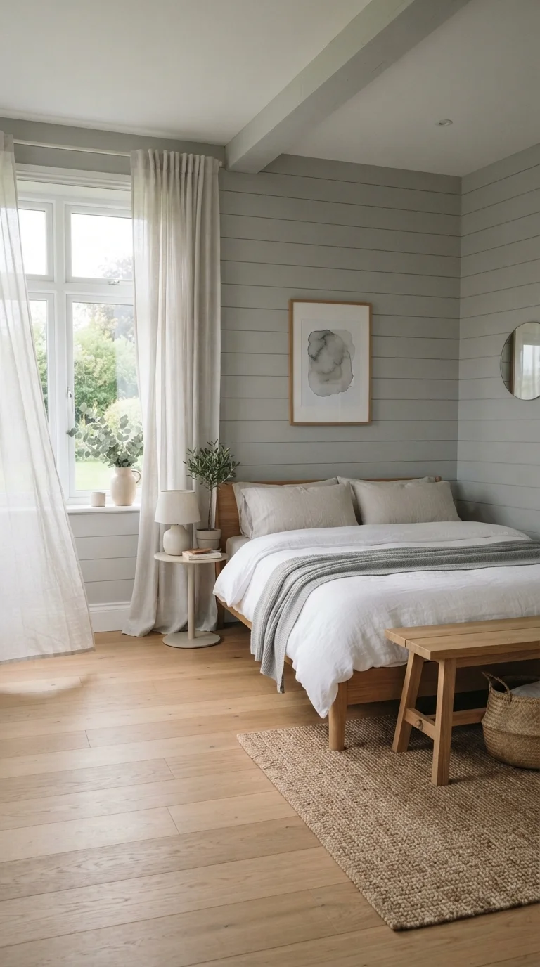 2. Modernized Shiplap Walls with Soft Grey Undertones