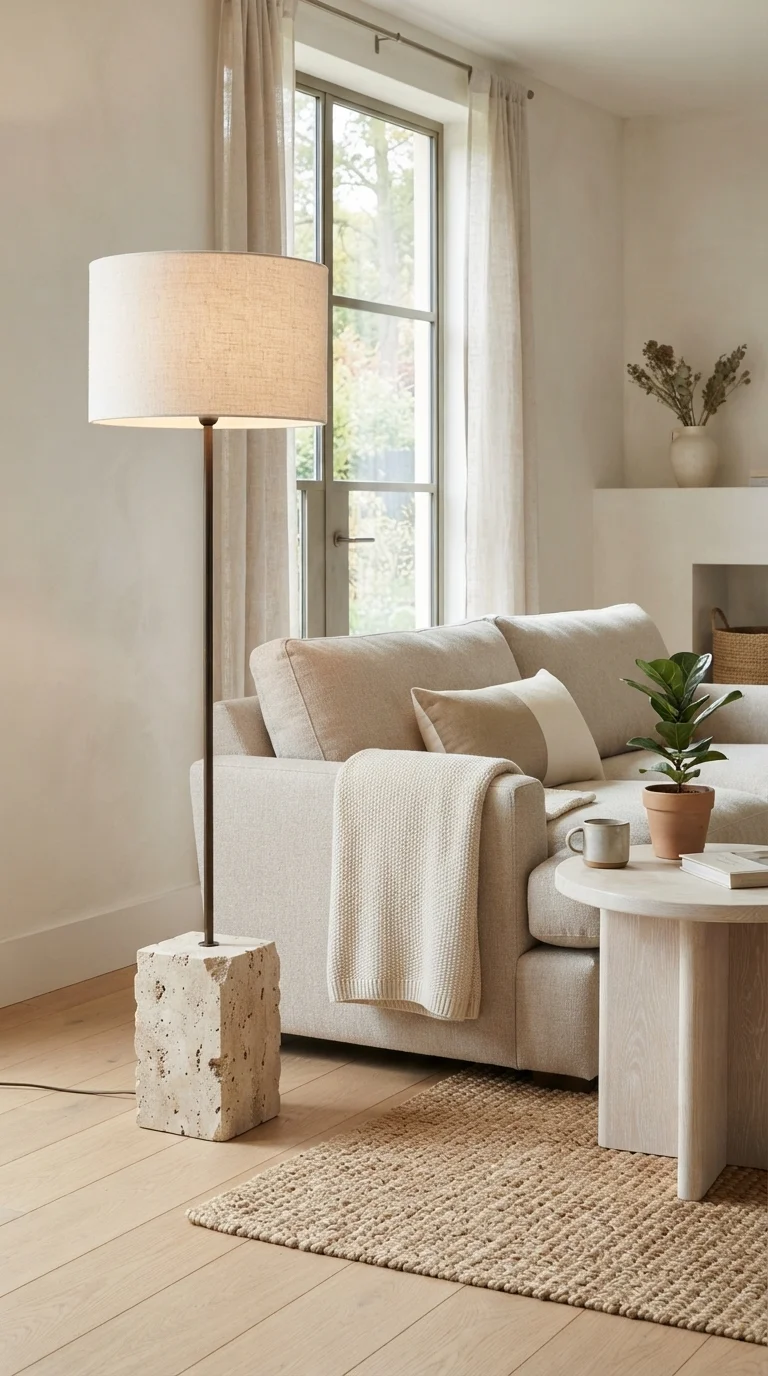 2. Organic Stone Bases with Linen Shades
